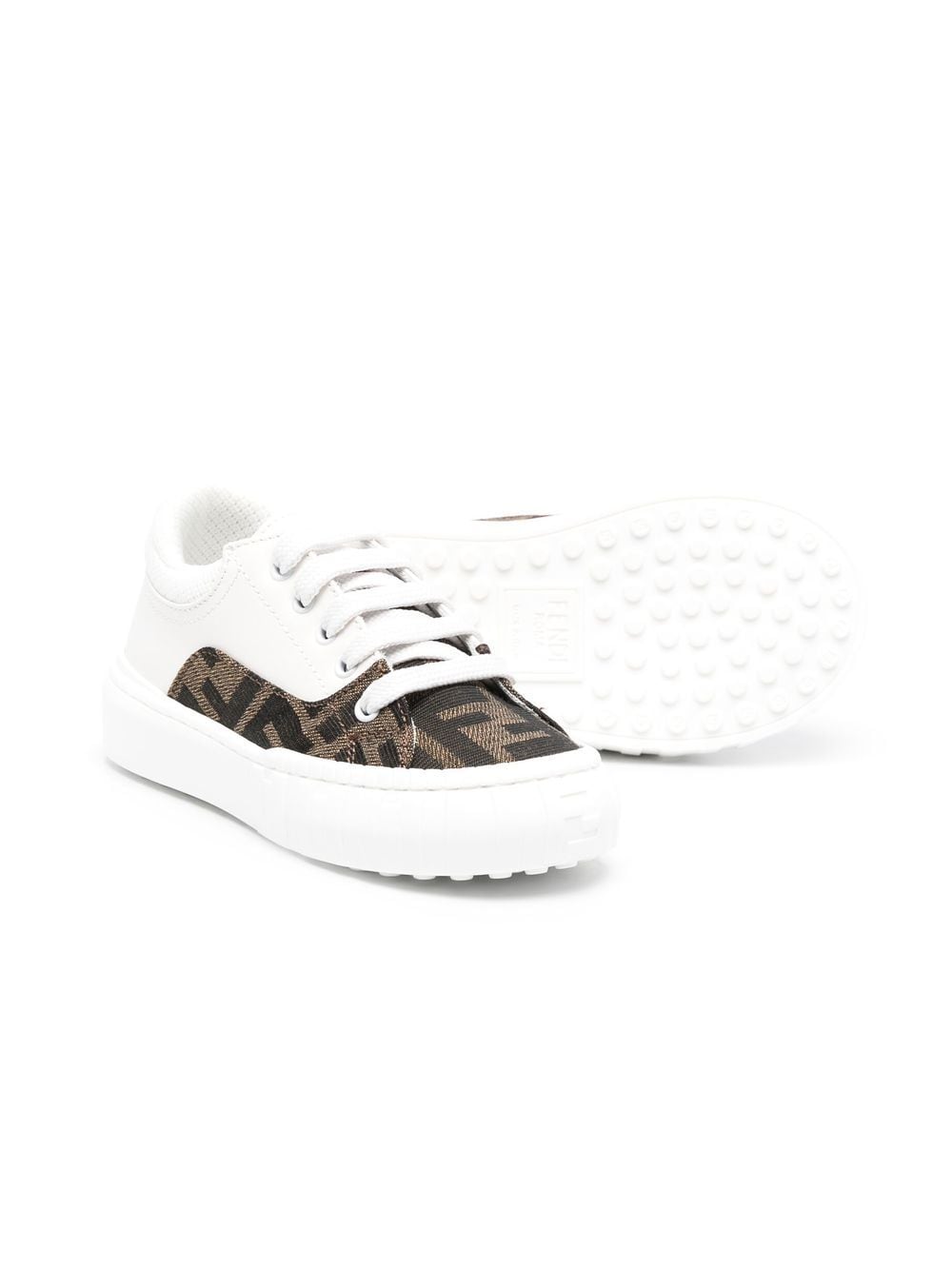 Shop Fendi Logo-print Panelled Lace-up Trainers In White