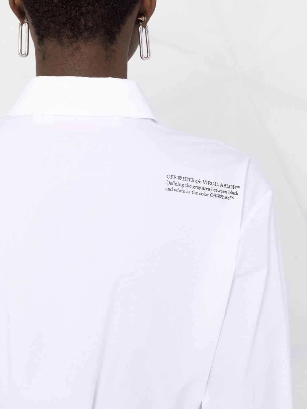 Shop Off-white Slogan-print Shirt Dress In White