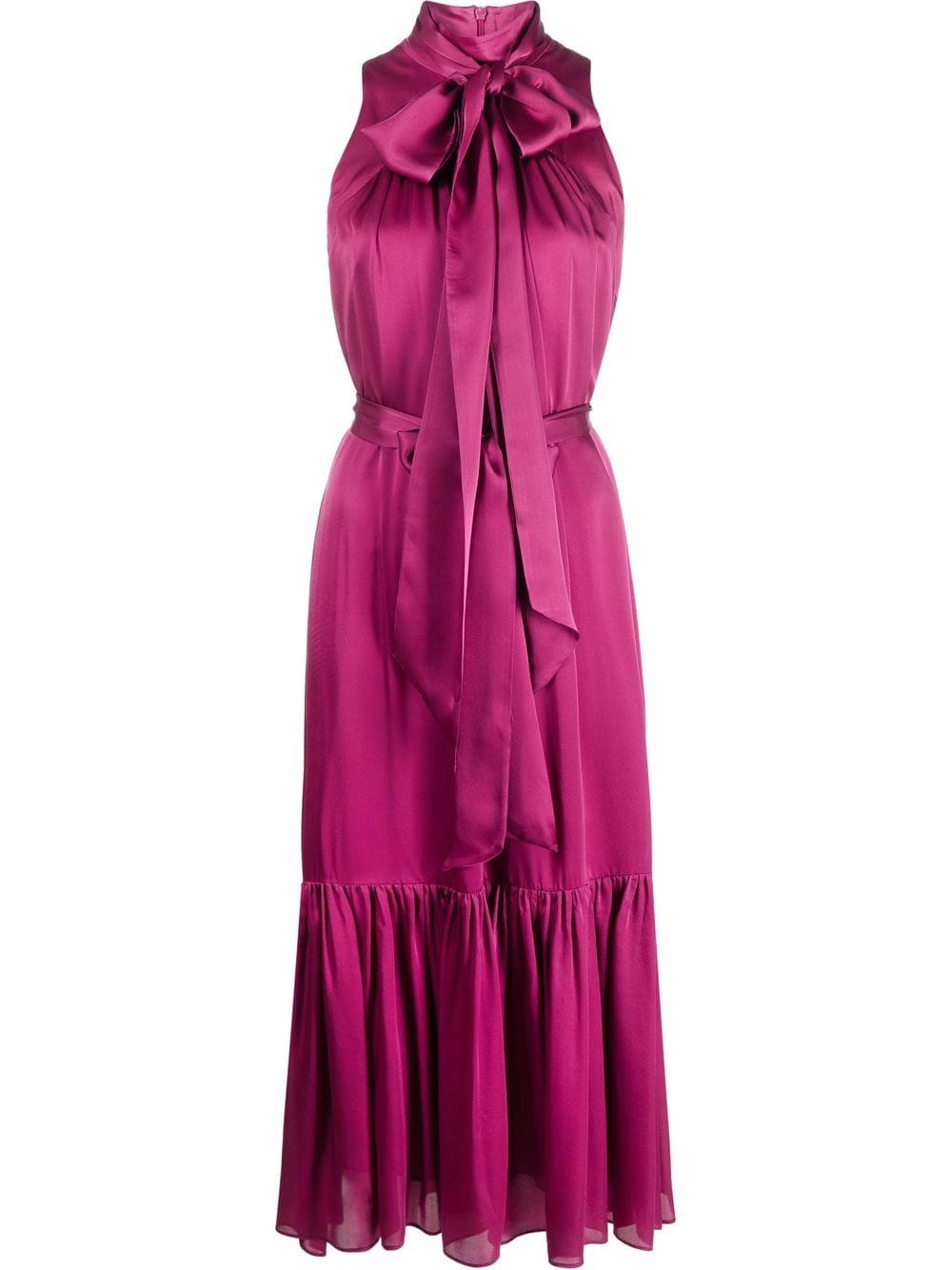 Shop Zimmermann Sleeveless Tie-neck Silk Dress In Violett