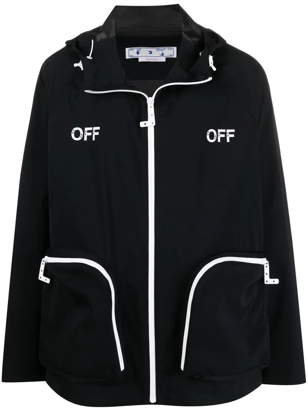 OFF-WHITE LOGO-PRINT HOODED JACKET