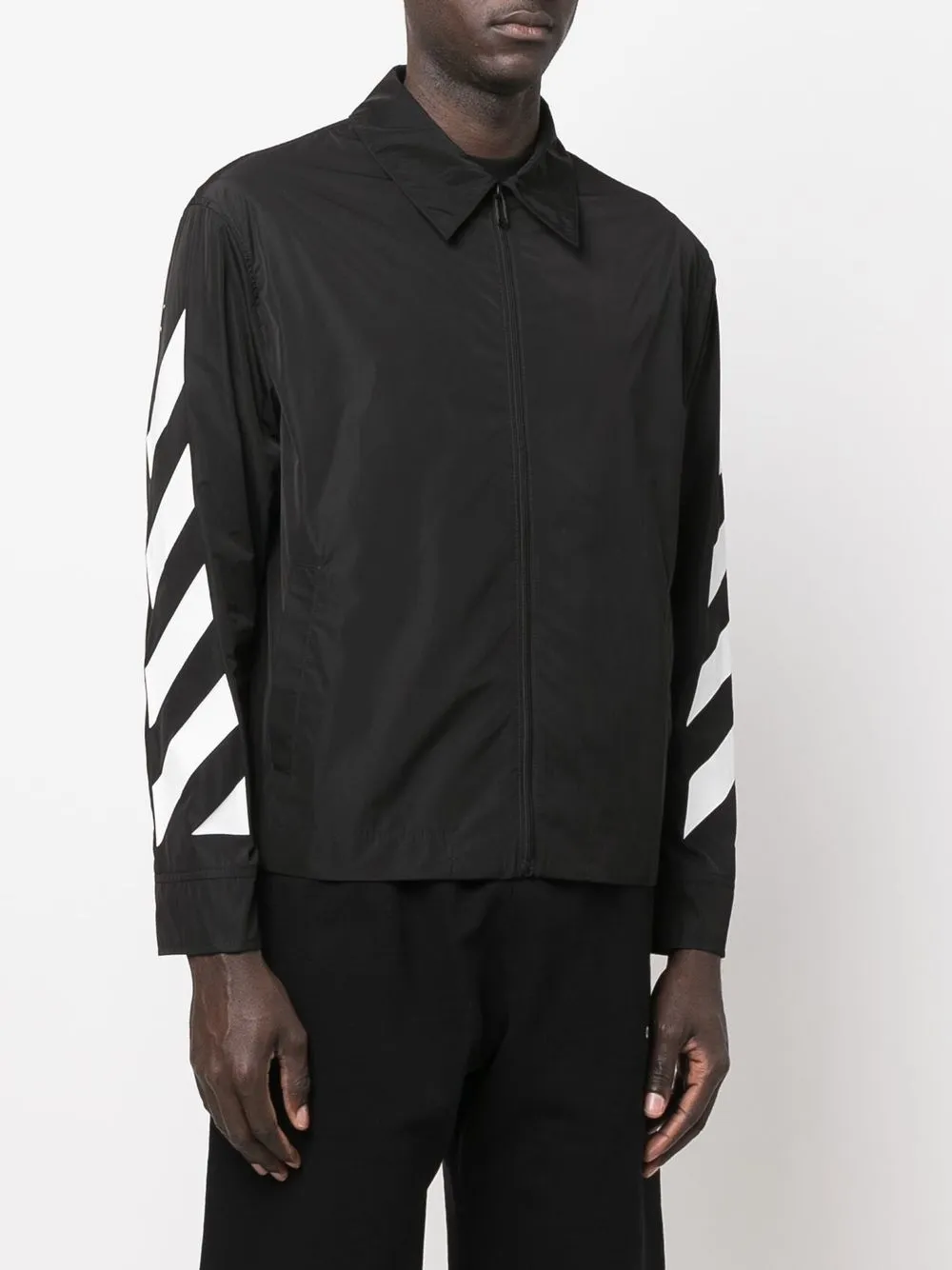  Off White Hemdjacke Mit Reißverschluss   Schwarz 