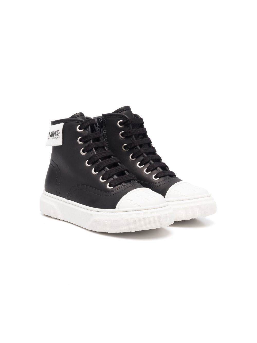 

MM6 Maison Margiela Kids tenis bajos con parche del logo - Negro