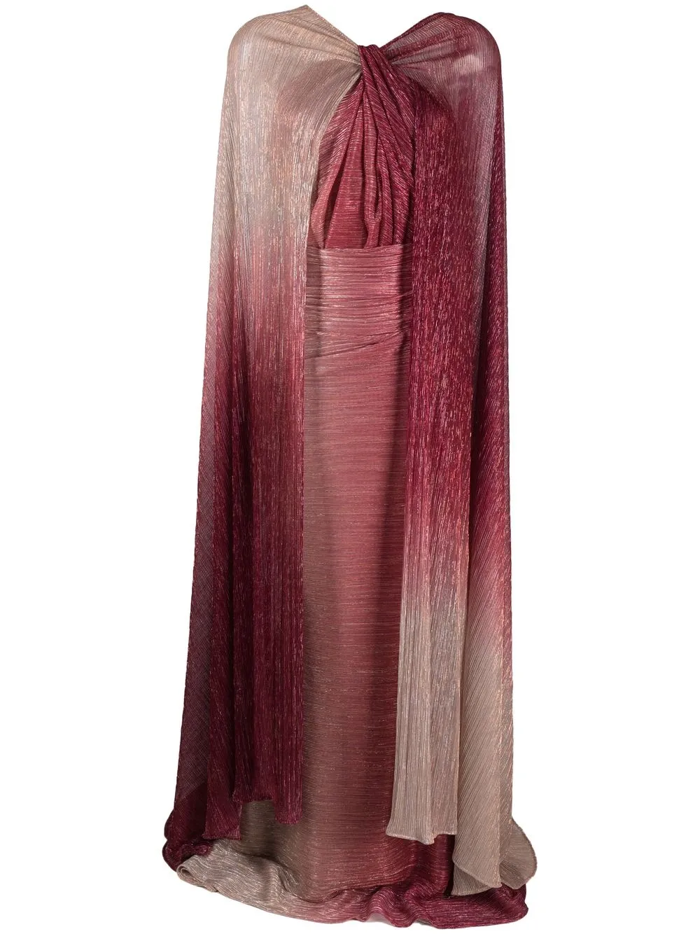 

Talbot Runhof cape-detail ruched maxi dress - Pink