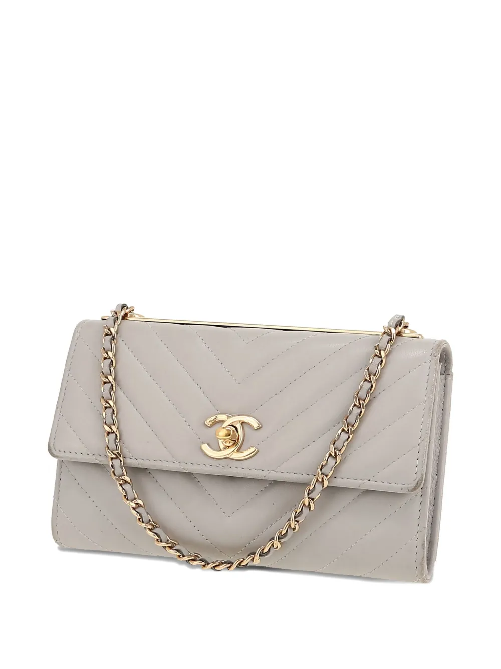 Pre-owned Chanel Trendy Cc Wallet Shoulder Bag In Gray