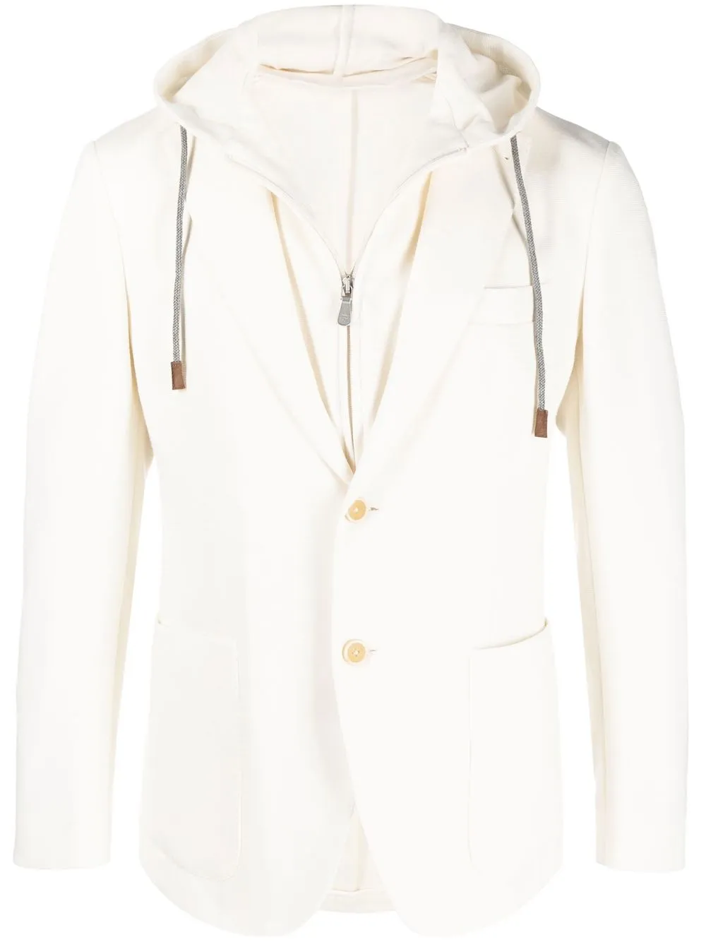 

Eleventy hooded single-breasted blazer - White