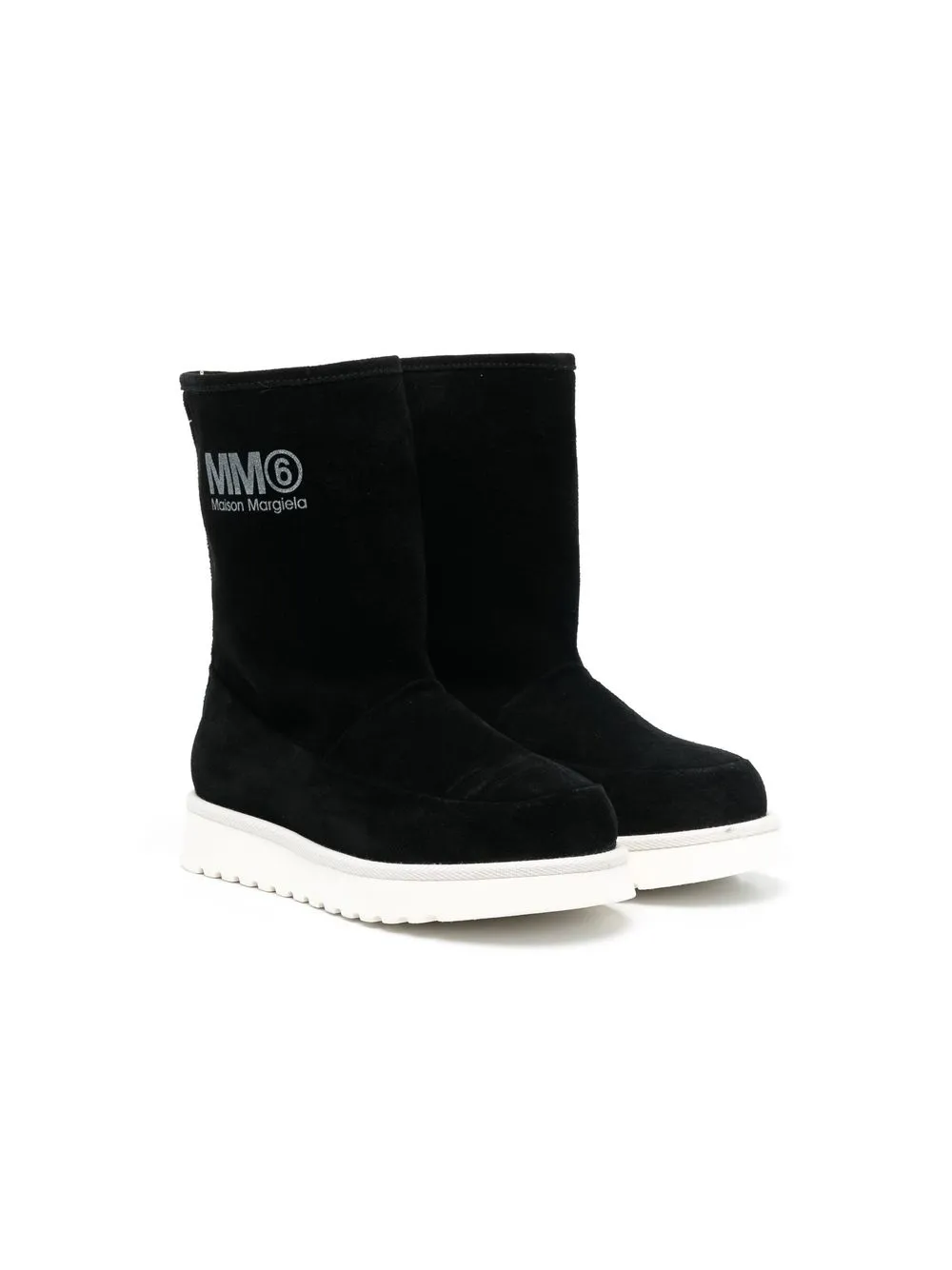 

MM6 Maison Margiela Kids shearling-lined calf-leather boots - Black