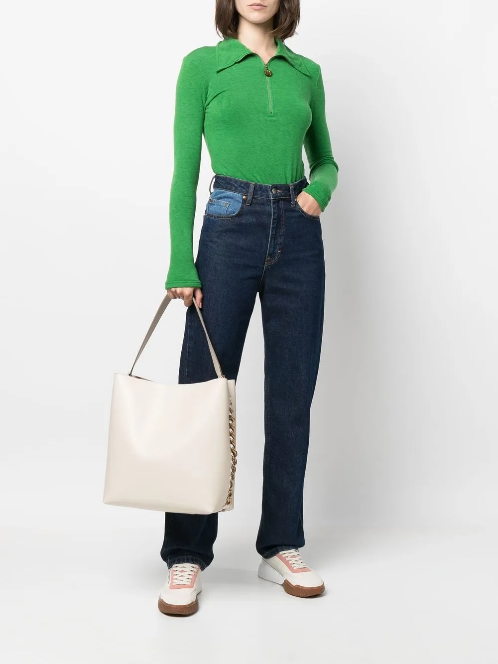 Stella Mccartney Frayme Chain-trim Tote Bag In Neutrals