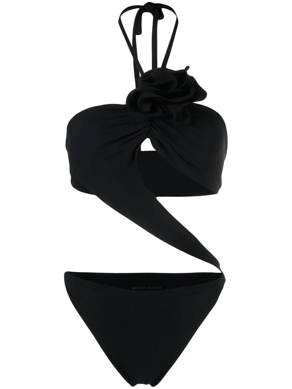 Magda Butrym Floralappliqué Halterneck Swimsuit In Black ModeSens