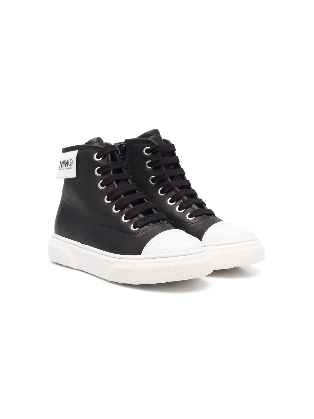 

MM6 Maison Margiela Kids tenis altos con número en relieve - Negro