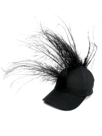 feather-embellished baseball cap | AC9 