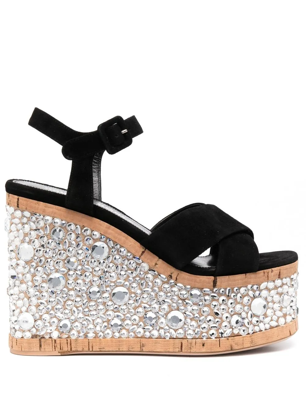 crystal-embellished wedge sandals