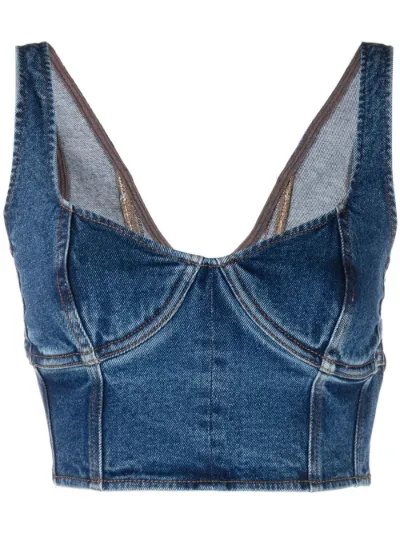 cropped denim bustier top | Paloma Wool 