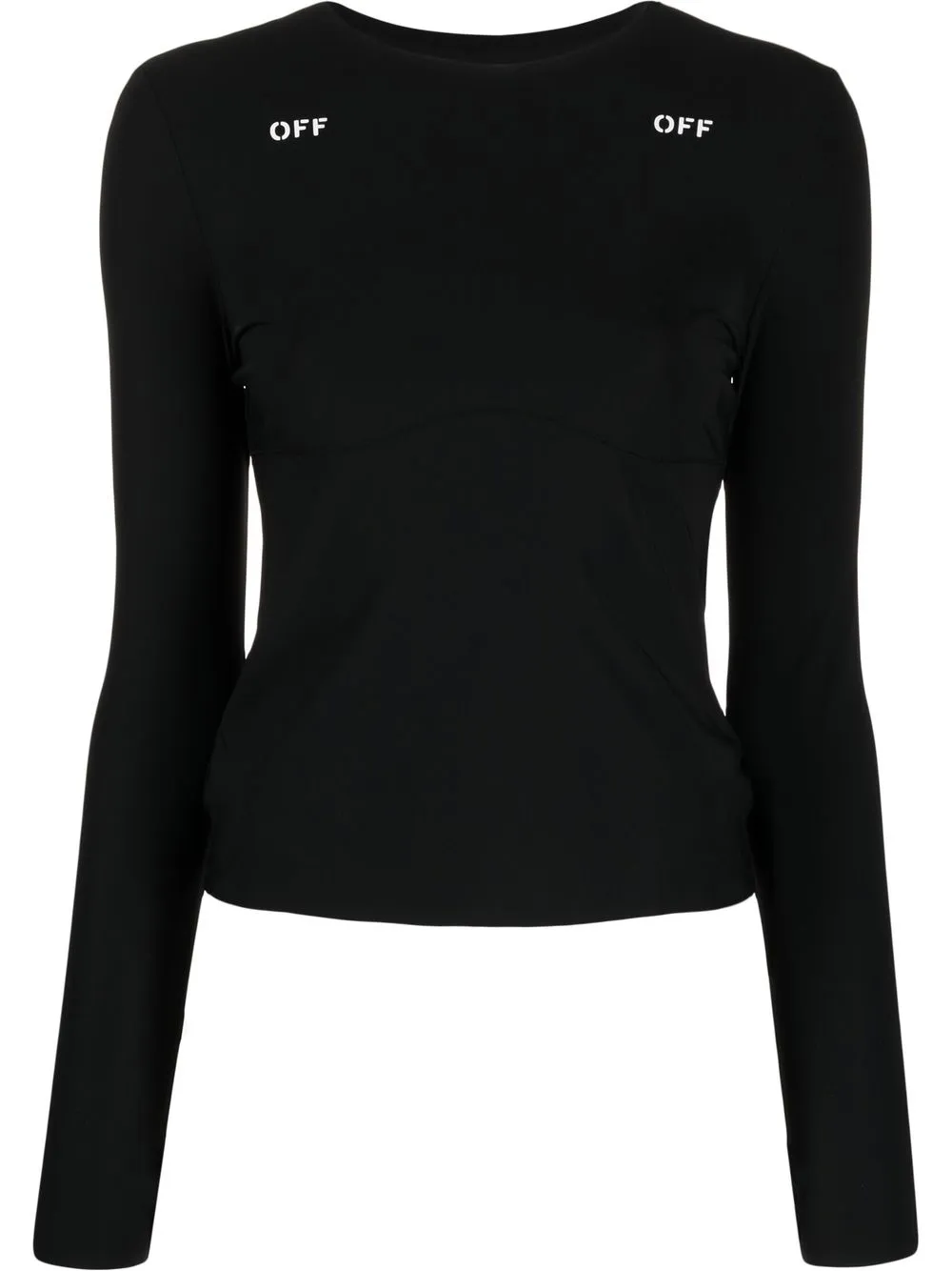 Off-white Logo-print Long-sleeve Top In Black