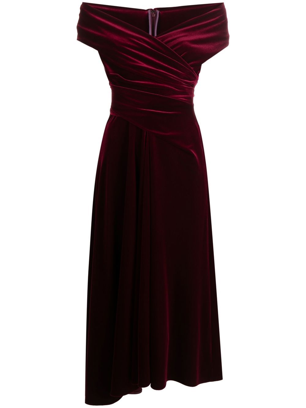 

Talbot Runhof ruched velvet midi dress - Red