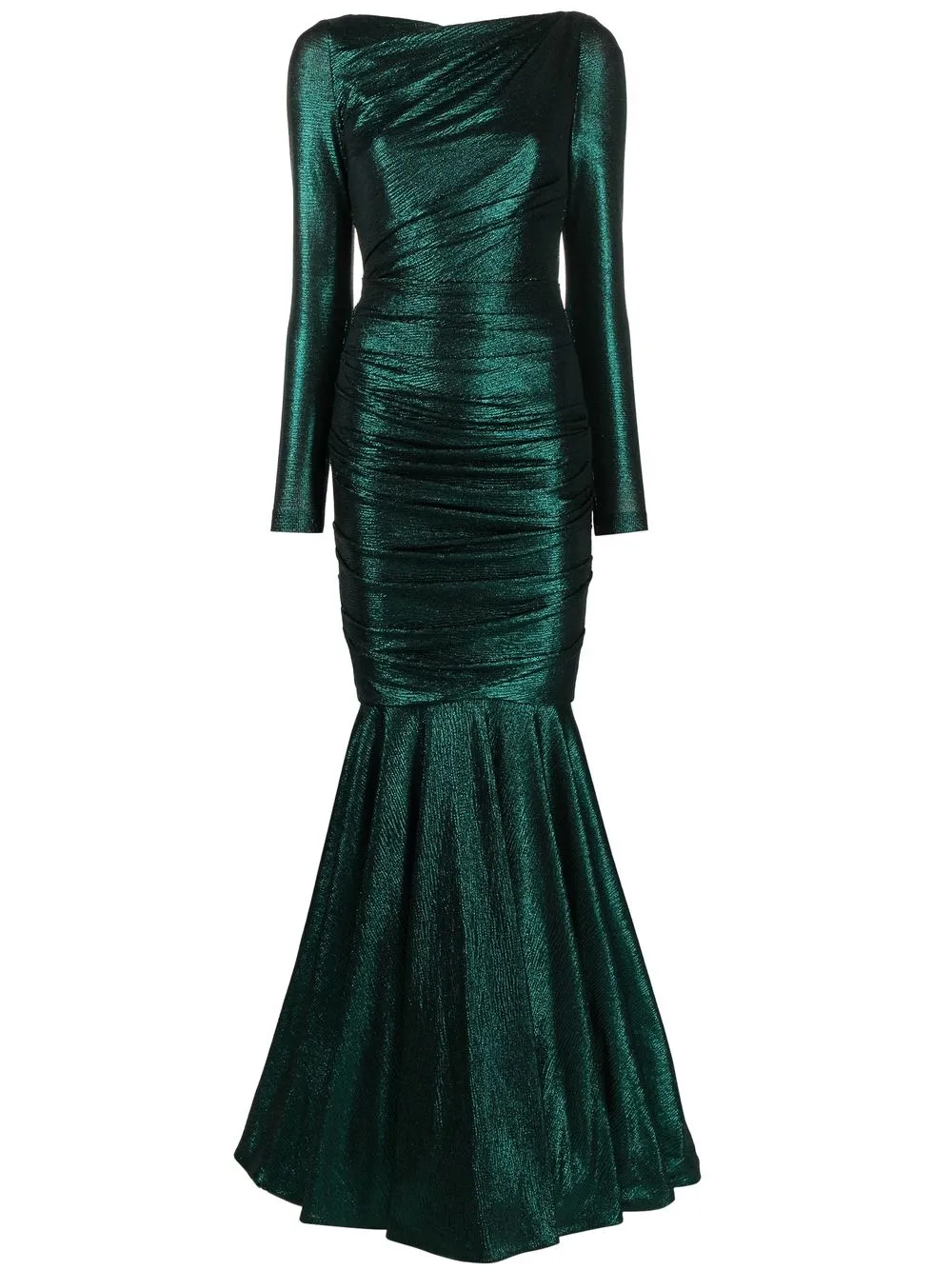 

Talbot Runhof metallic-effect ruched maxi dress - Green