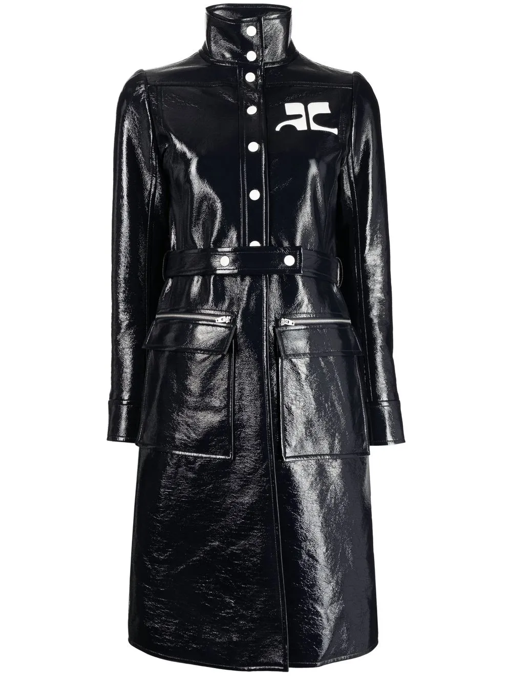 LOGO印花亮漆效果风衣