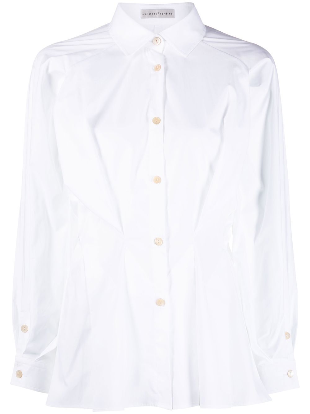 Palmer Harding Pleated-waist Long-sleeve Shirt In White