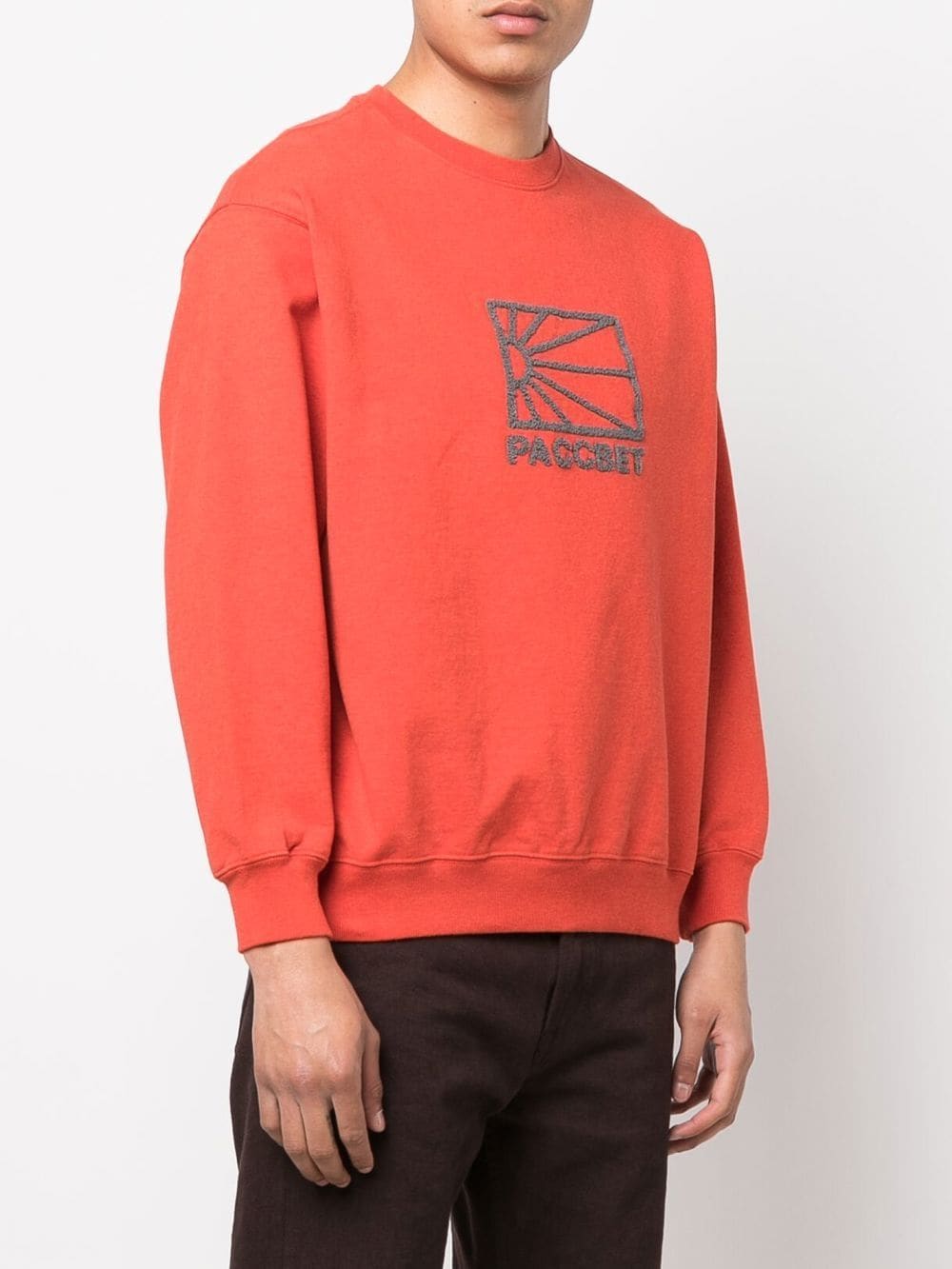 Shop Paccbet Embroidered-logo Cotton Sweatshirt In Red