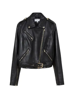 claudie pierlot ブラック レザーライダー スジャケット M Claudie Pierlot レザー ライダースジャケット | ブラック | FARFETCH JP