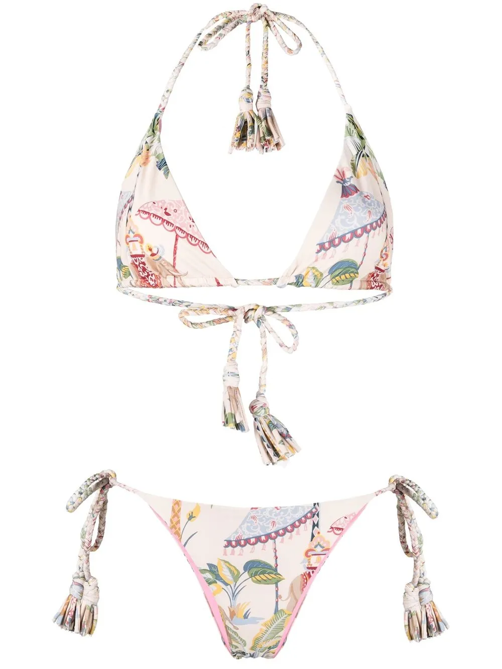 Red Valentino Jungle-print Halterneck Bikini In Neutrals