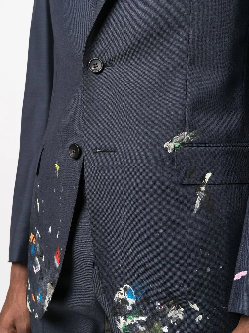 Lanvin Paintsplatter Detail Suit In Blau ModeSens