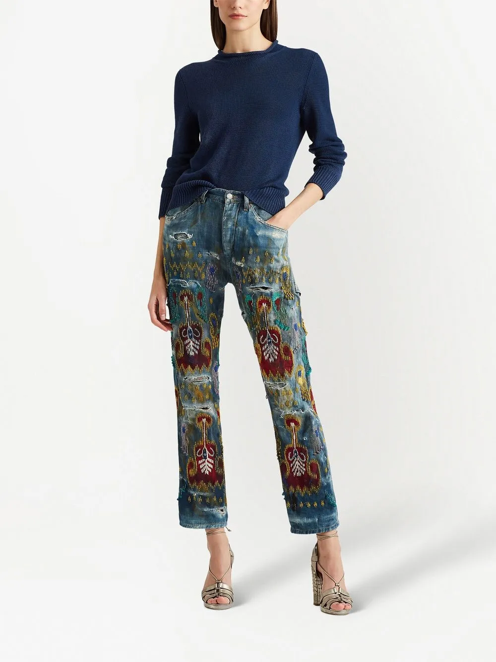 Polo Ralph Lauren Mock Neck Jumper In Blue