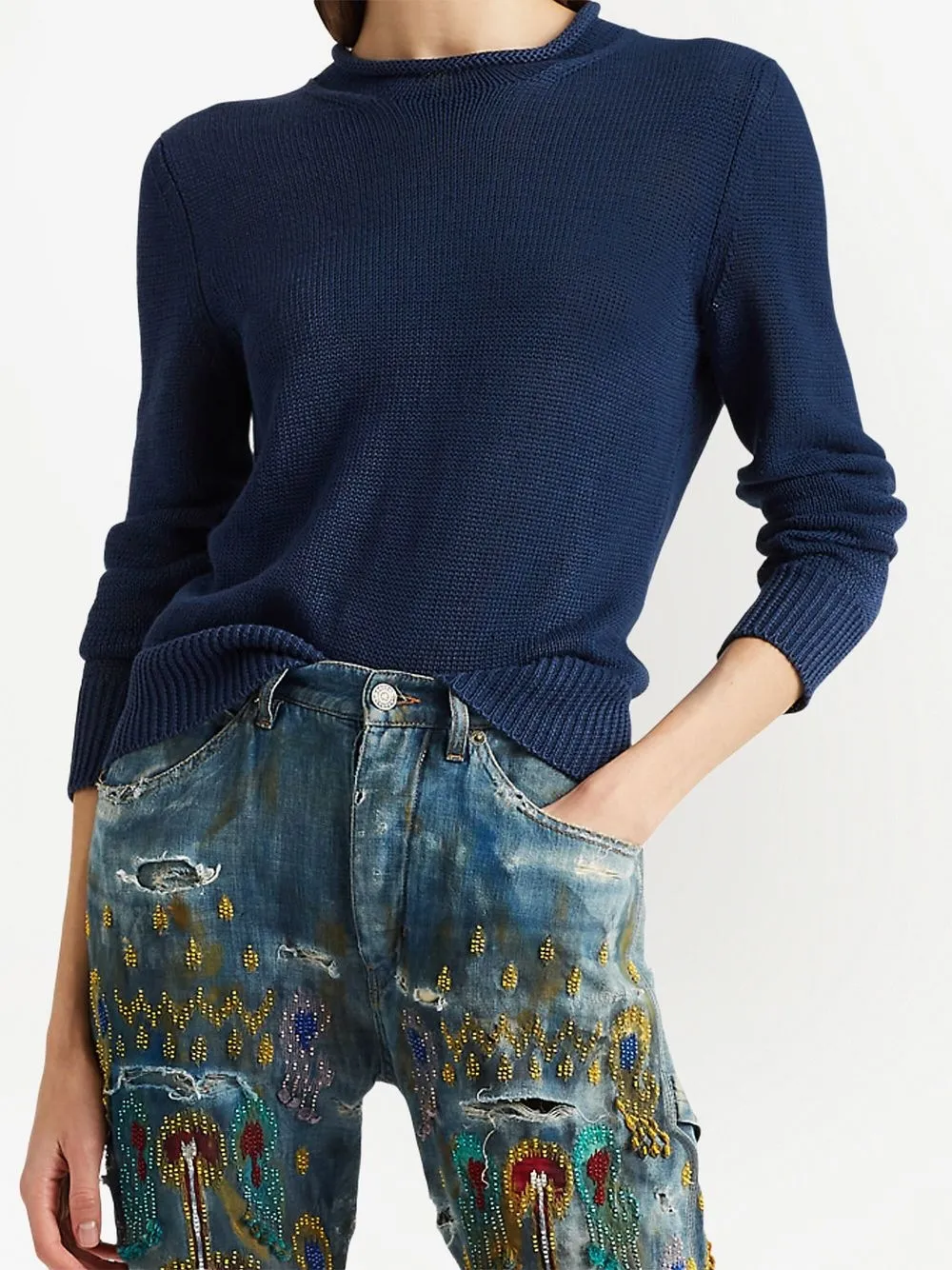 Polo Ralph Lauren Mock Neck Jumper In Blue