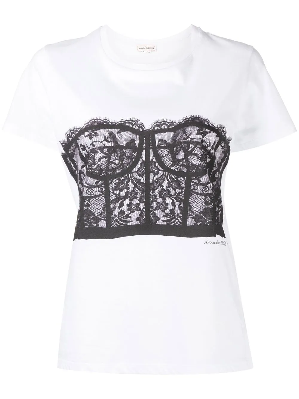 

Alexander McQueen Corset-print cotton T-shirt - White