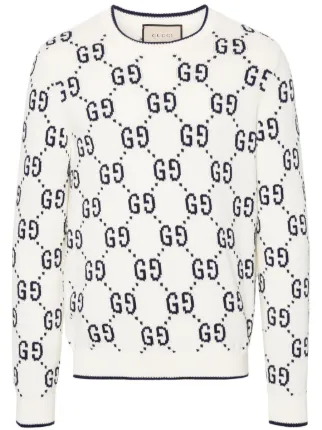 Gucci Pull a Motif GG Blanc FARFETCH CM