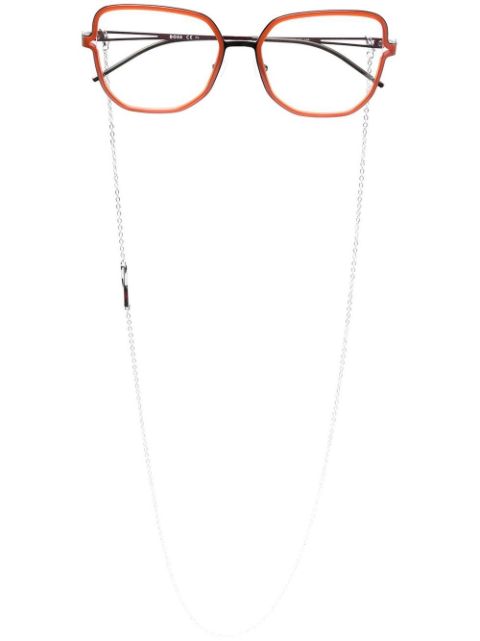 BOSS - square-frame chain glasses