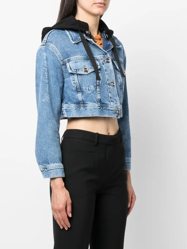 Blugirl Cropped Hooded Denim Jacket 