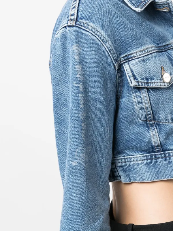 Blugirl Cropped Hooded Denim Jacket 