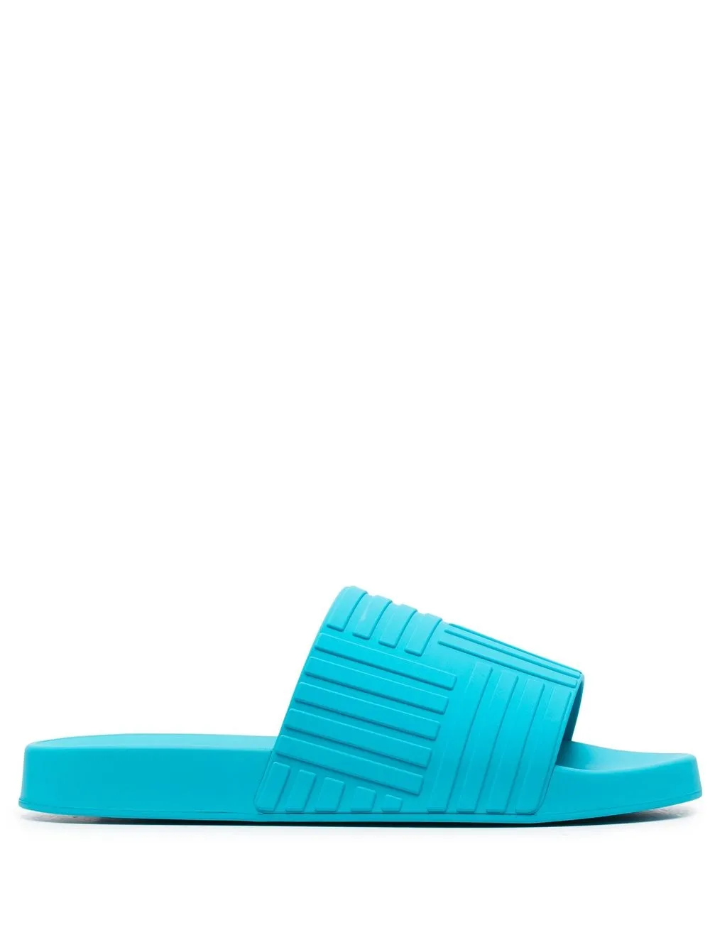 Shop Bottega Veneta Intrecciato-embossed Slides In Blau