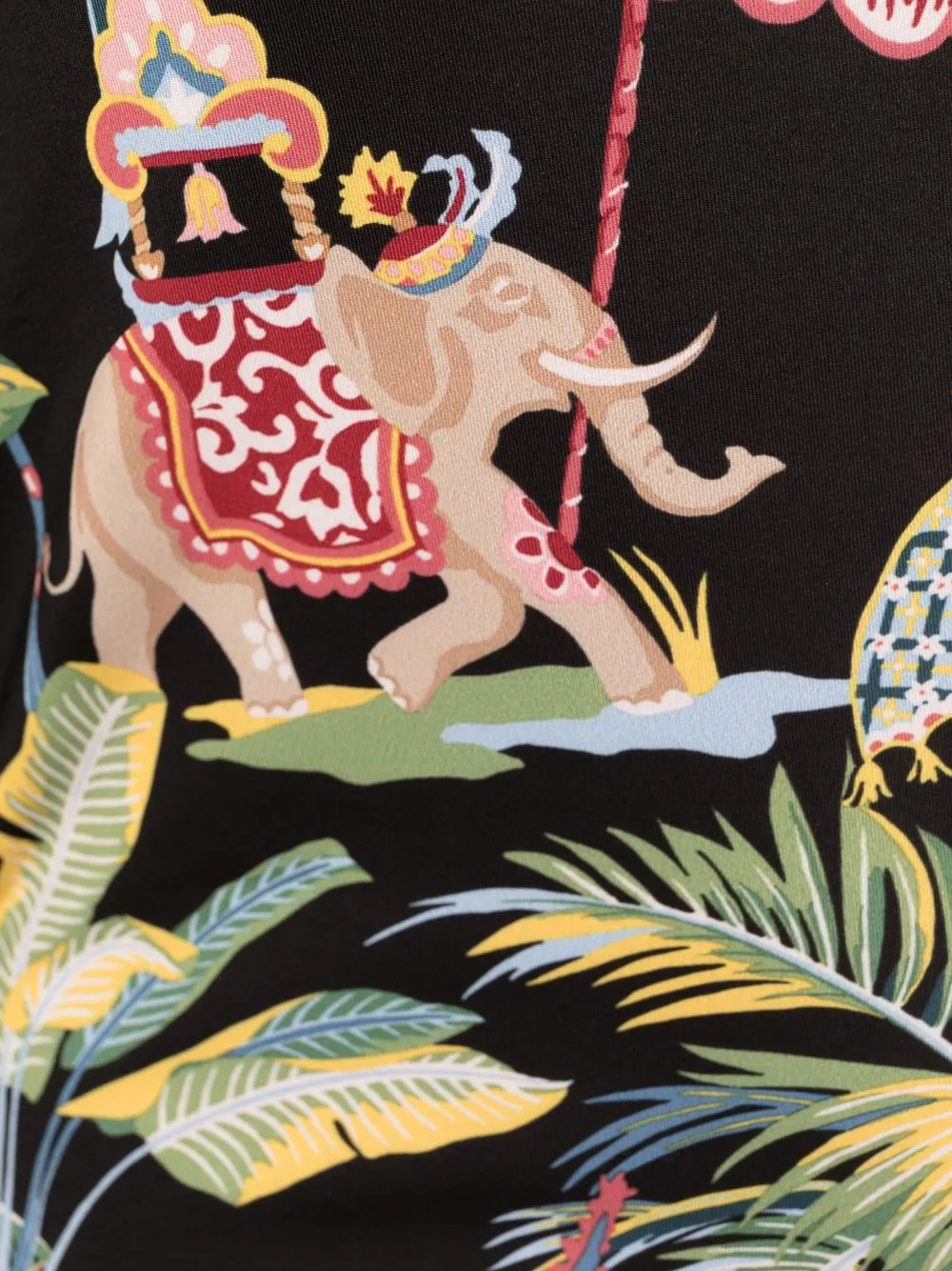  Red Valentino Jungle-print Tie-fastened Swimsuit - Black 