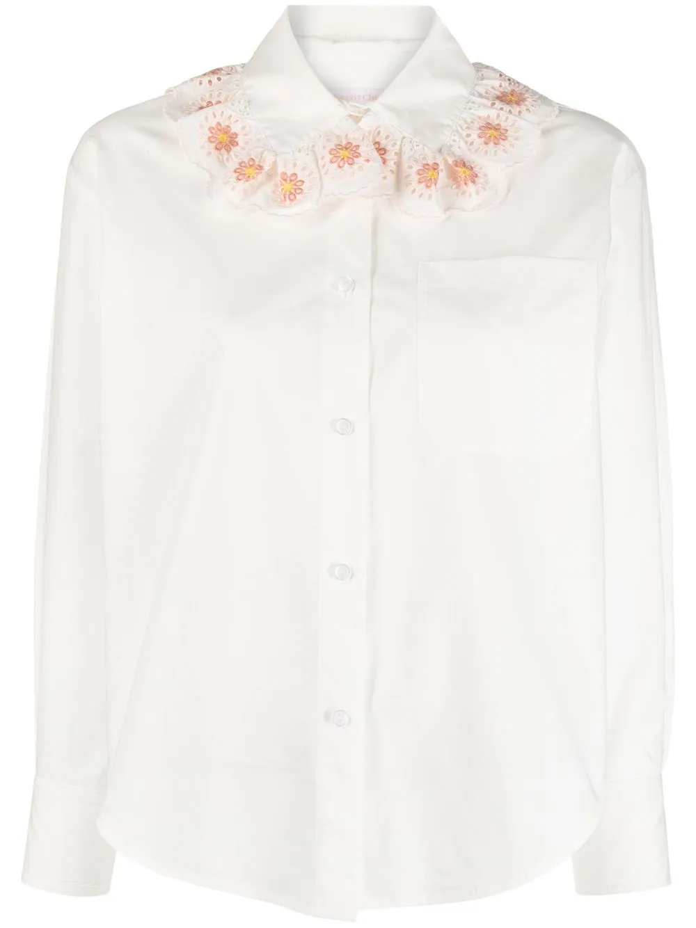 

See by Chloé blusa con cuello festoneado - Blanco