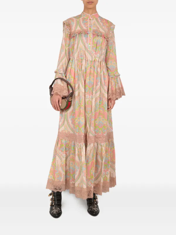 GUCCI 花 Linen floral vintage dress ワンピース Gucci Floral Flora Linen Kaftan Kimono Dress IT40 US4 US S