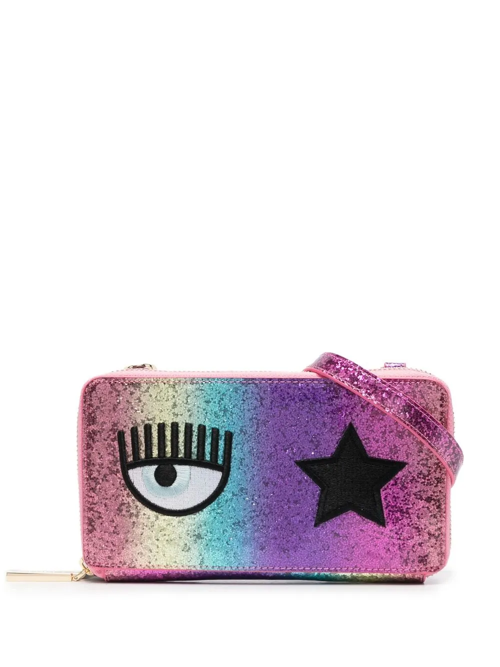 

Chiara Ferragni Eye-detail glitter-embellished satchel bag - Purple