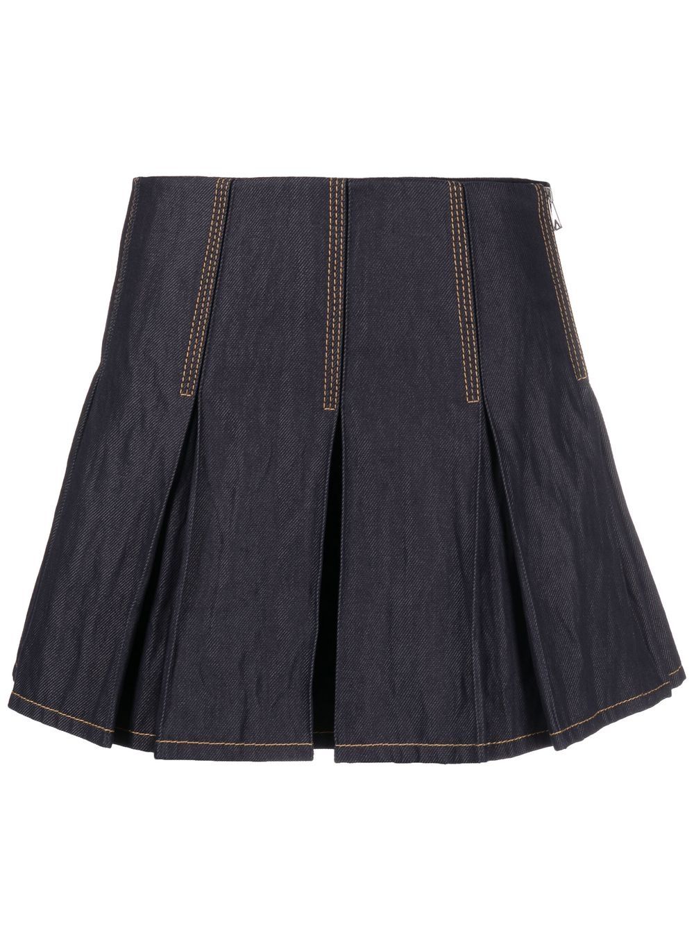 BOTTEGA VENETA PLEATED DENIM MINI SKIRT