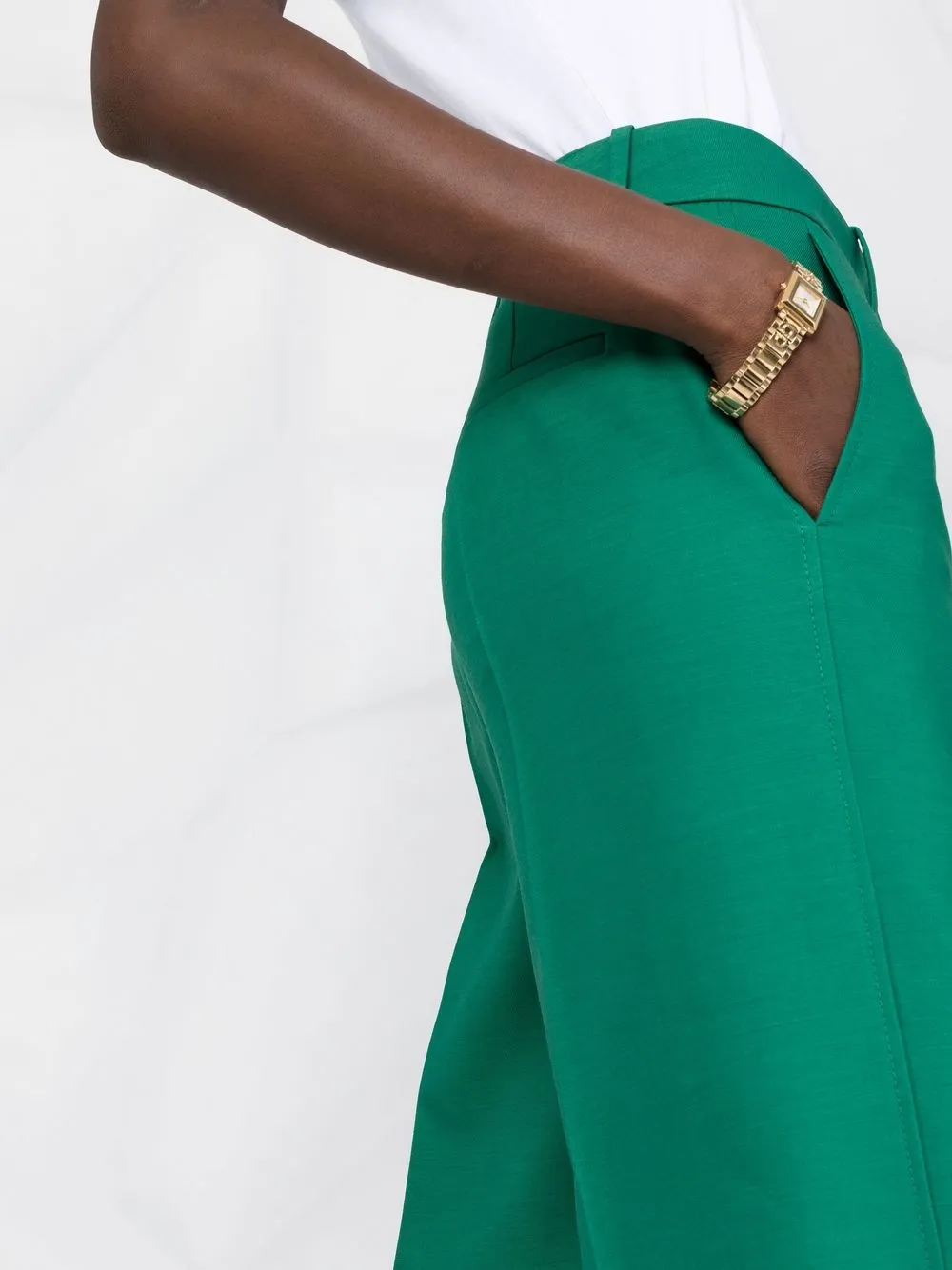 Valentino Wool-gabardine Wide-leg Pants In Green