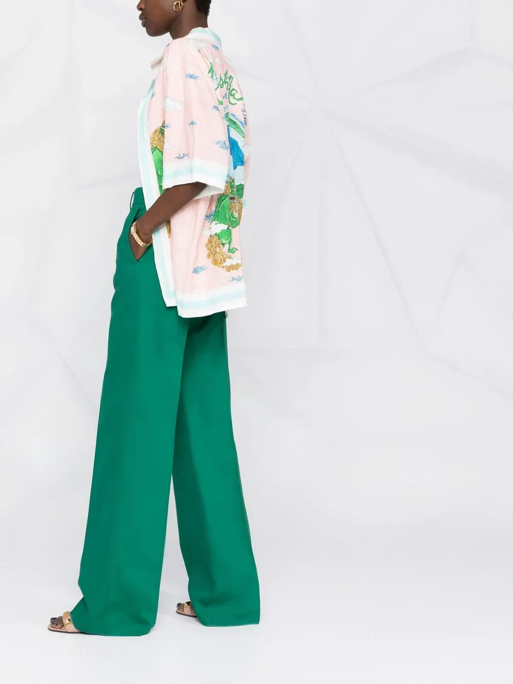 Valentino Wool-gabardine Wide-leg Pants In Green