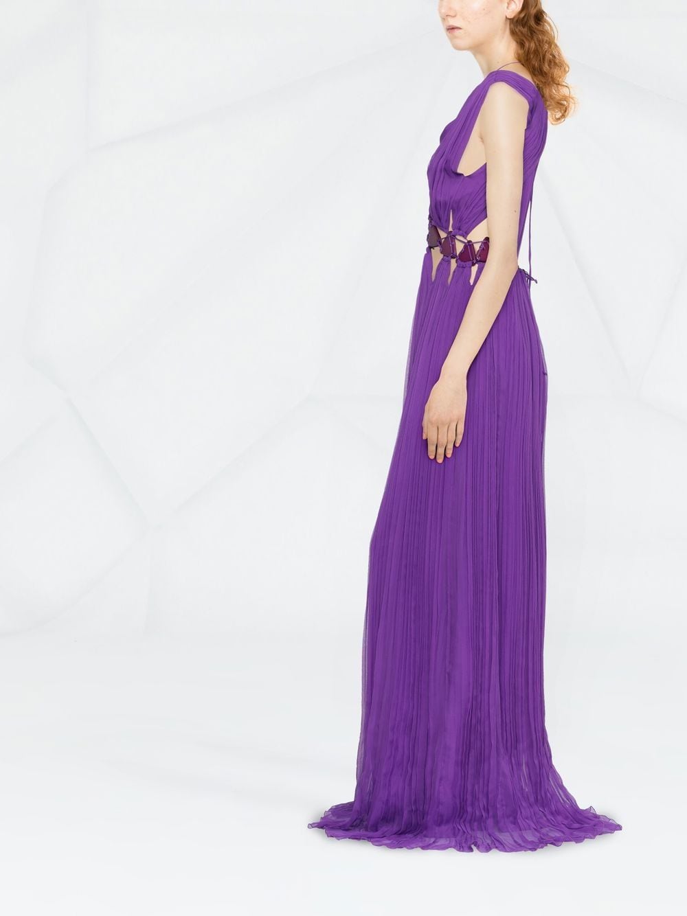 Shop Alberta Ferretti Cut-out Halterneck Maxi Dress In Purple