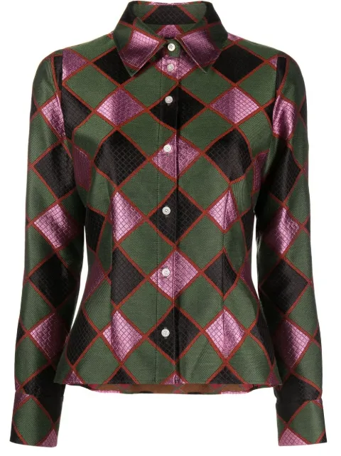 Ahluwalia diamond-check long-sleeve shirt
