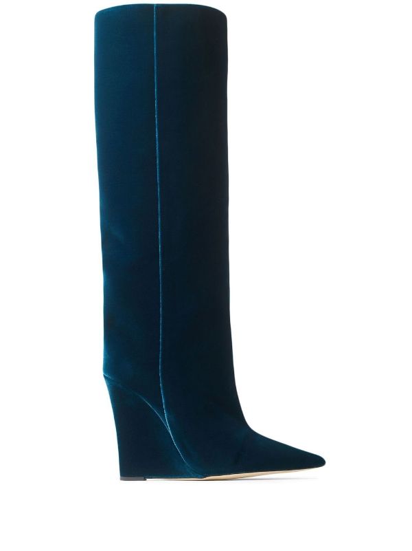 blue wedge boots