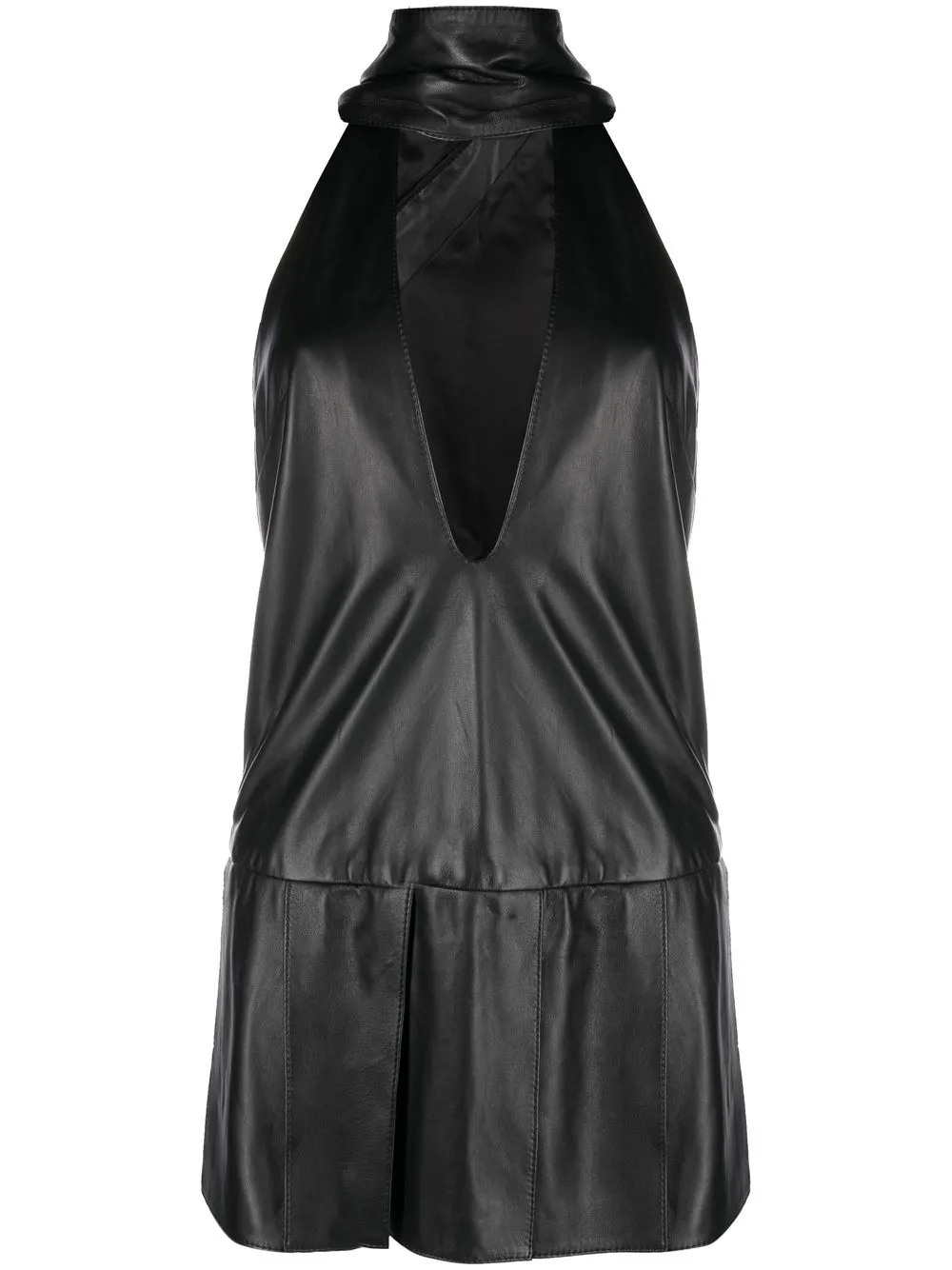 

Maximilian Davis vestido plisado Sienna con cuello halter - Negro