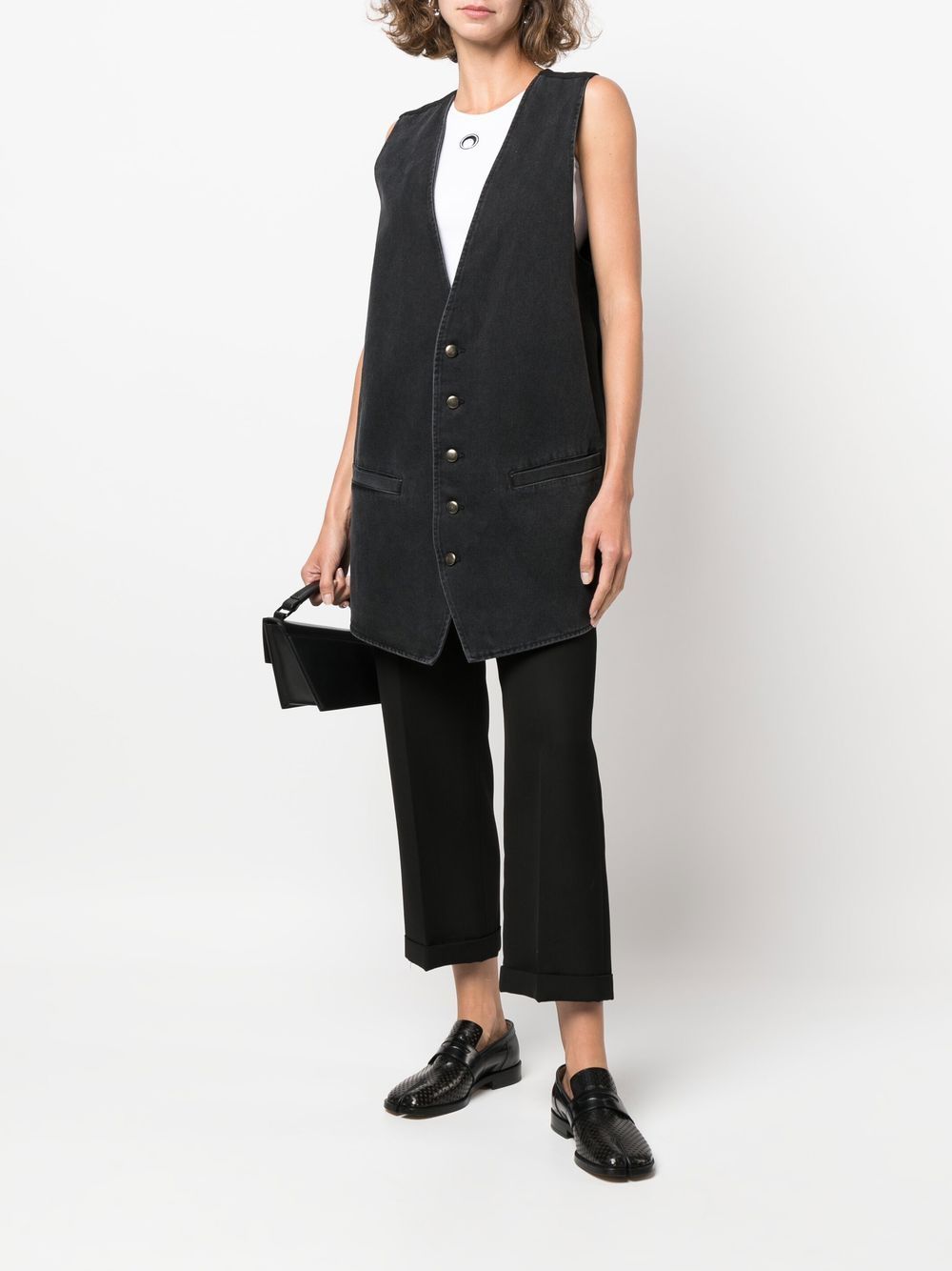 Ann Demeulemeester Lang gilet - Zwart