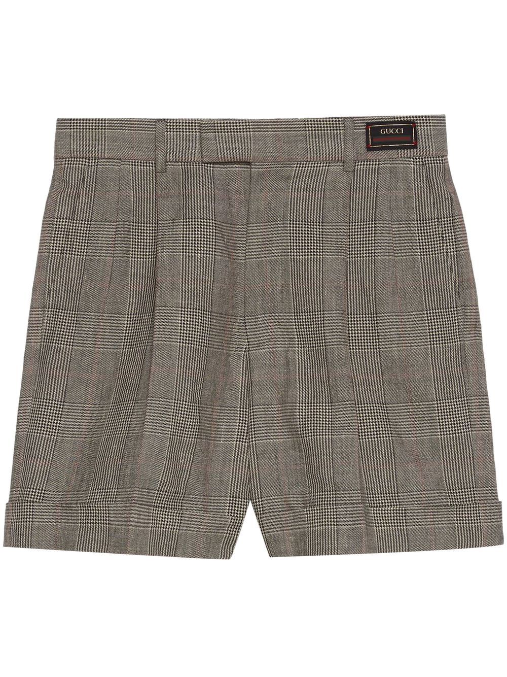 Gucci Prince Of Wales Check Shorts In Grey