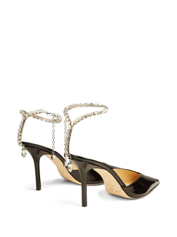 SALE!!Jimmy Choo★SAEDA Black Suede Pumps with Crystal Embellishment | SAEDA 100