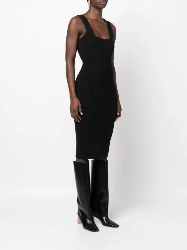 midi checkered dress Entro Black and Cream Plaid Cotton Midi Dress