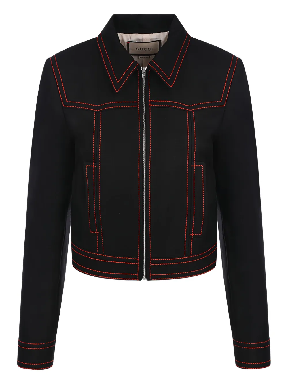 Gucci 明线飞行员夹克 | 黑色 | Image 1