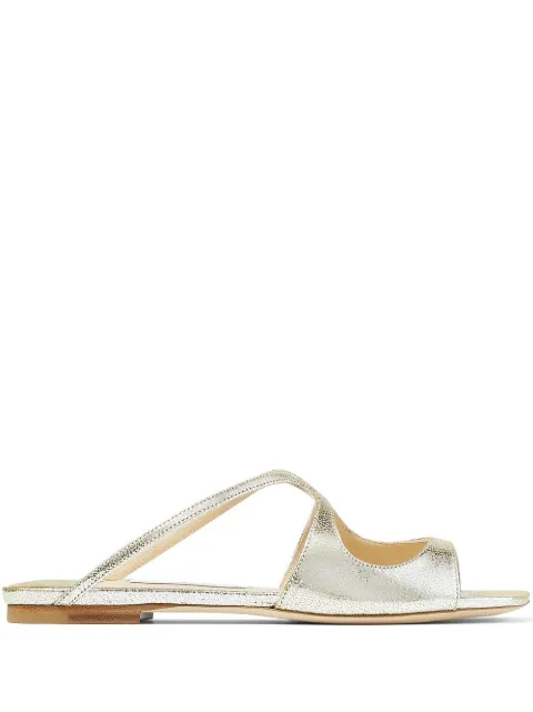 Jimmy Choo Anise metallic-effect flat sandals